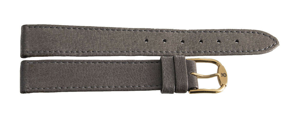 Revue Thommen 17mm Grey Leather Gold Buckle Watch Band Strap NOS