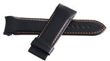 Tissot 24mm x 22mm Black Leather Orange Stitching Watch Band Strap