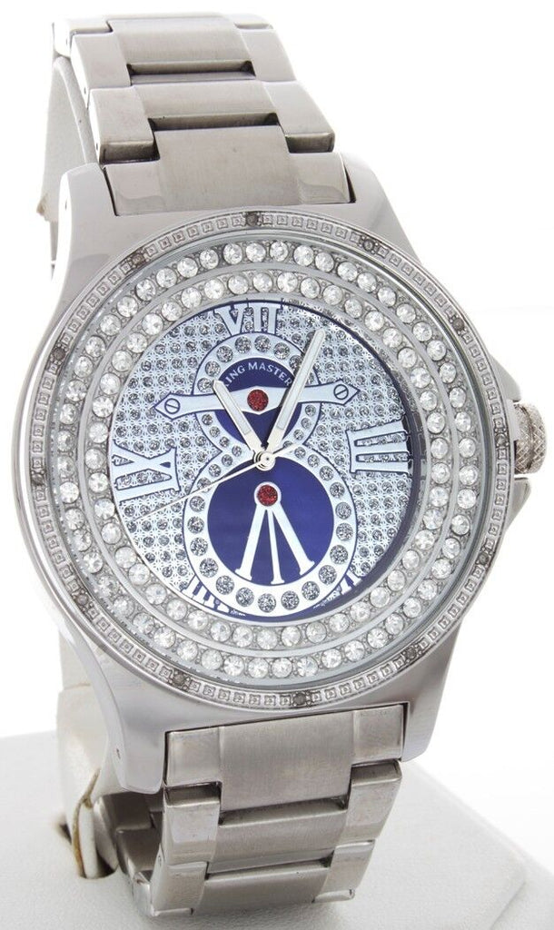 King Master Men's Diamond Stainless Steel Case diamond Silver Dial Watch 124M-S2