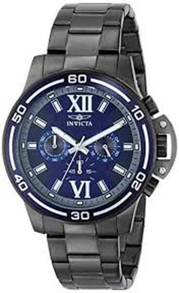 Invicta Specialty Mens Dark Blue Dial Black Stainless Steel Bracelet Watch 15061
