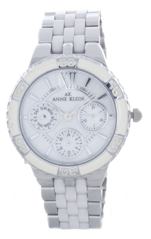 Anne Klein Women's 10/9699MPWT Mother-Of-Pearl Ceramic Quartz Watch