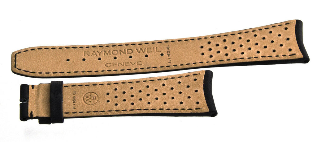 Raymond Weil Men's 22mm Black Leather Watch Band Strap W/ Holes TO10224 1.16