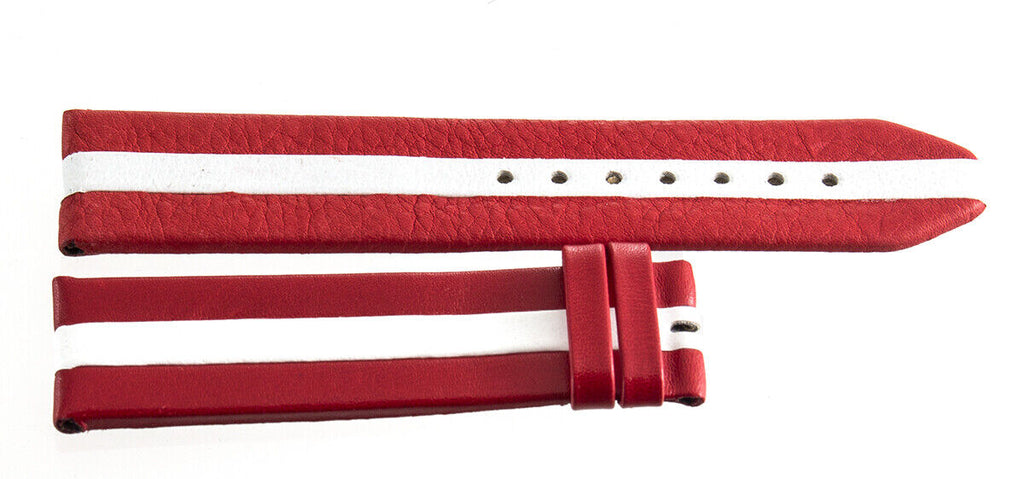 Tissot 21mm x 20mm Red & White Stripe Leather Band Strap
