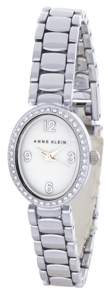 Anne Klein Women's Pearl Dial Metal Bracelet Watch W/ Crystals AK/2587MPSV