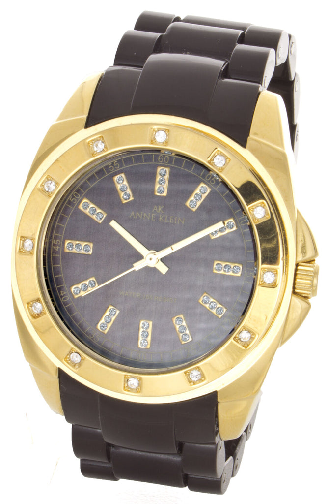 Anne Klein Women's Gold-Tone Swarovski Crystal Accented Watch 10/9178BNBN