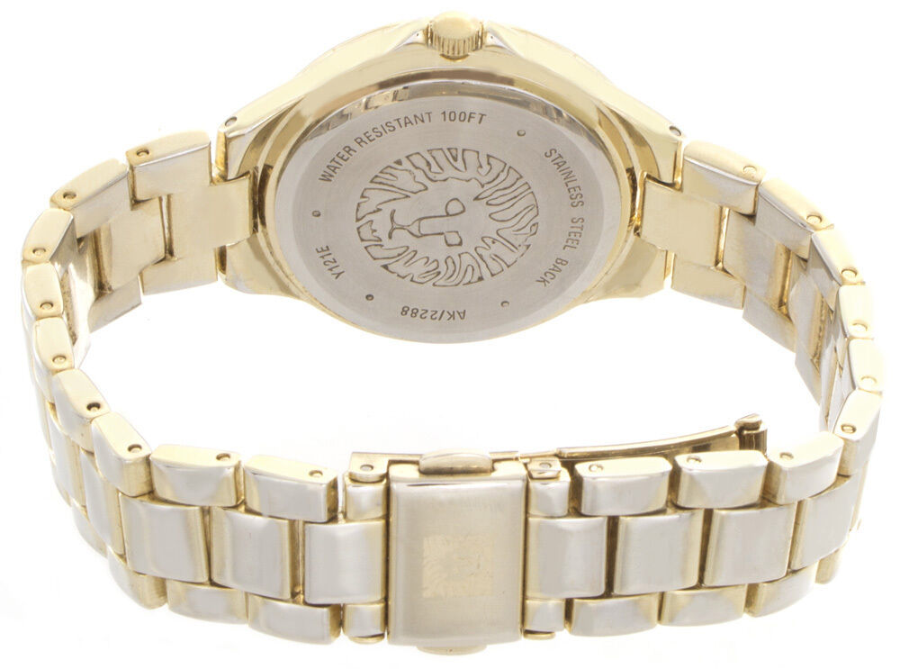 Anne Klein Women's Black Dial Gold Tone Metal Bracelet Quartz Watch AK/2288BKGB