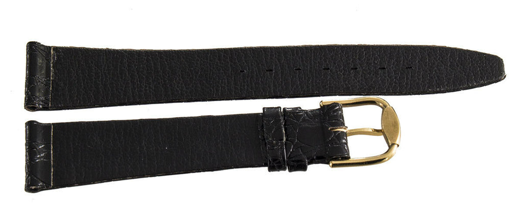 Revue Thommen 18mm Black Lizard Leather Gold Buckle Watch Band NOS