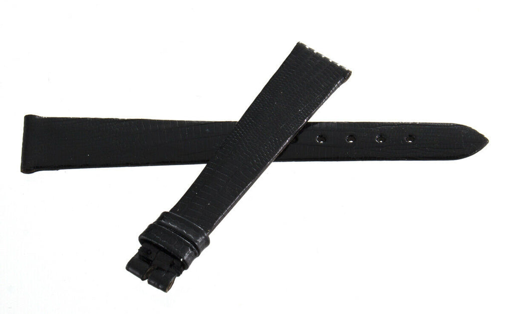 Genuine Longines 14mm x 10mm Black Lizard Leather Watch Band Strap