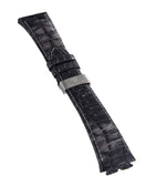 Aqua Master Mens 21x27mm Dark Grey Alligator Leather Silver Buckle Watch Band