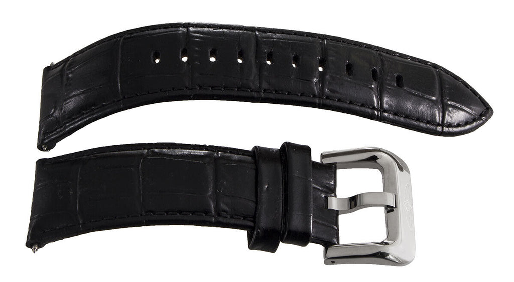 Invicta Men's 26mm Black Genuine Leather Watch Band Strap Silver Buckle