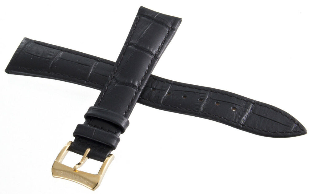 Raymond Weil 19mm x 16mm Black Leather Watch Band Strap W/ Gold Buckle V1.14
