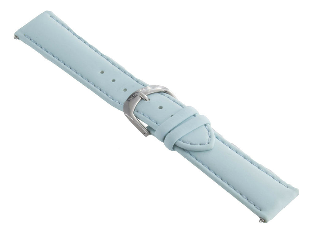 Jacob & Co. 20mm x 18mm Baby Blue Polyurethane Rubber Band Strap W/Silver Clasp