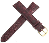 21mm Maroon Genuine Leather Watch Band Strap & Gold Tone Pin Buckle