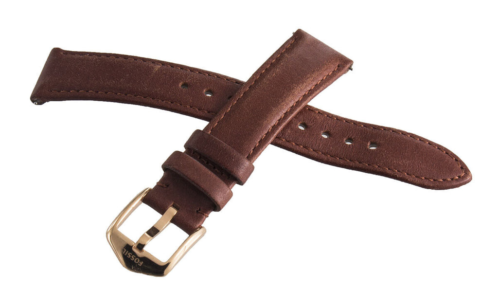 Fossil Women's 16mm Brown Leather Gold Buckle Watch Band Strap