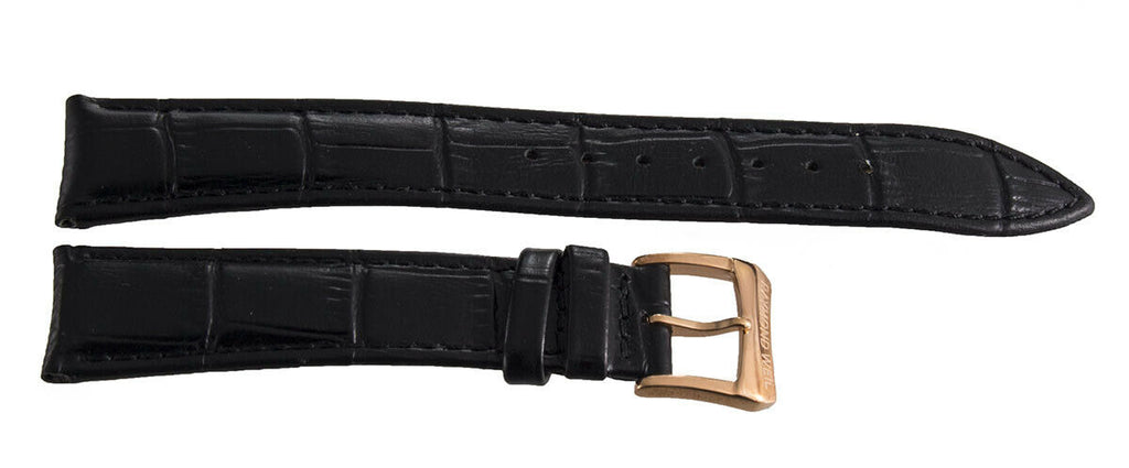 Raymond Weil 19mm Black Leather Watch Band With Gold Buckle V1.19