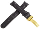 Joe Rodeo 16mm Black Leather Watch Band Strap With Gold Tone Deployment Clasp