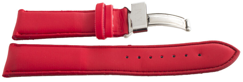 King Master 24mm Red Leather Silver-tone Buckle Watch Band Strap