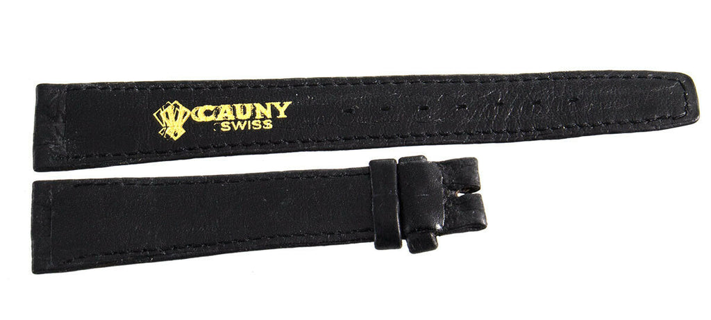 Cauny Swiss Women's 16mm x 14mm Black Leather Watch Strap Band
