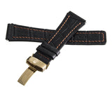 Aqua Master 24mm Black Leather Gold Buckle Watch Orange Stitching