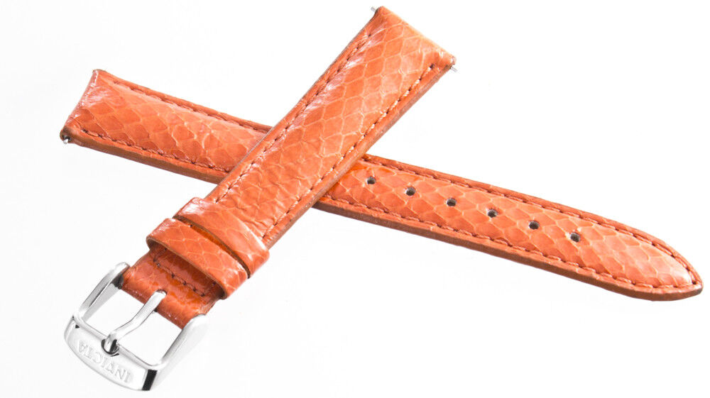 Invicta Womens Orange 16mm Genuine Lizard Leather Watch Band Strap Silver Buckle