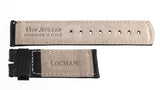 LOCMAN Men's 24mm x 24mm Black Lizard Leather Watch Band Strap