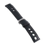 Tissot 20mm x 18mm Black Leather Silver Buckle Watch Band Strap