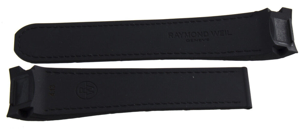 Raymond Weil Nabucco 23mm x 20mm Black Rubber Watch Band W/Red Stitching 7800