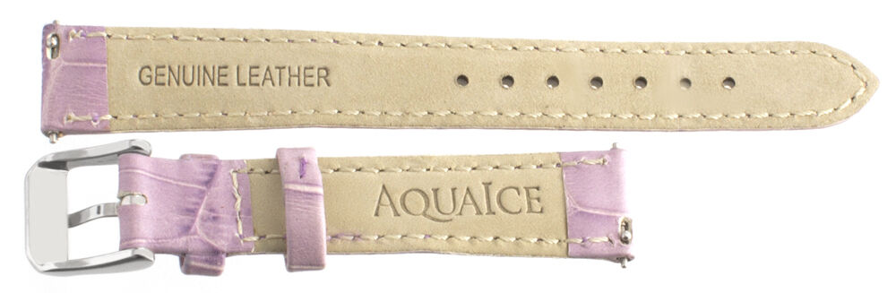Aqua Ice 16mm Womens Purple Leather Watch Band Strap Silver Tone Pin Buckle