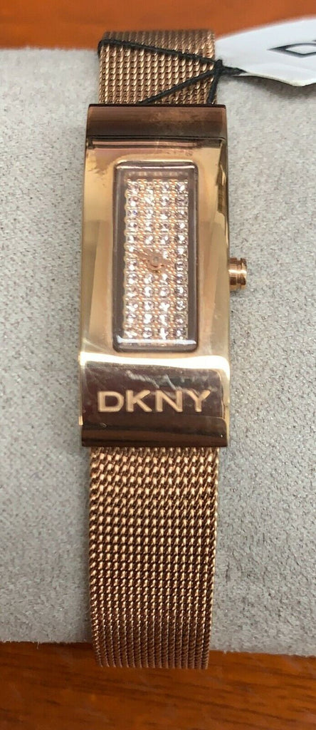 DKNY Rose Crystal-Set Dial Rose Gold-tone Mesh Ladies Watch NY2111