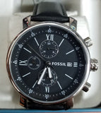Fossil BQ1006 Rhett Black Dial Black Leather Strap Chronograph Men's Watch