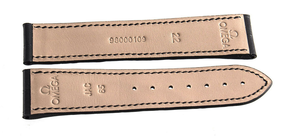 Omega 22mm x 20mm Black Leather Watch Band 98000271 JAC
