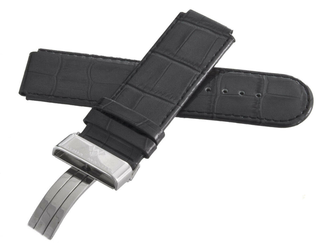 Aqua Master Mens 26mm x 26mm Dark Grey Patent Leather Watch Band Strap