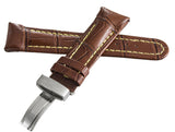 Joe Rodeo 22mm Brown Leather Watch Band Strap With Silver Tone Buckle