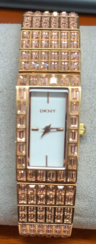 DKNY NY8440 "Glitz" Rose Gold-tone Baguette Crystals Watch