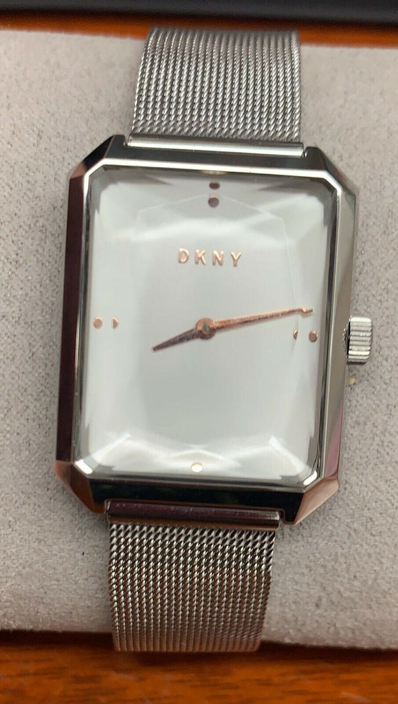 DKNY City Spire Silver Mesh Stainless Steel Rectangle Women's Watch NY2708