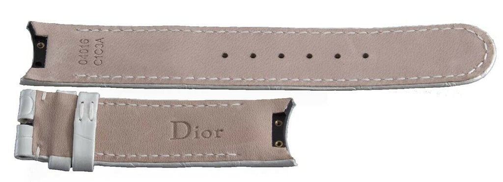 Dior Men's 19mm x 19mm Silver Leather Watch Band Strap 04016 C1C3A