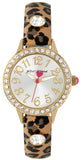Betsey Johnson BJ00536-39 Silver Tone Dial Brown Leather Strap Women's Watch