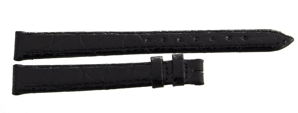 Genuine Longines 12mm x 10mm Black Shiny Leather Watch Band Strap