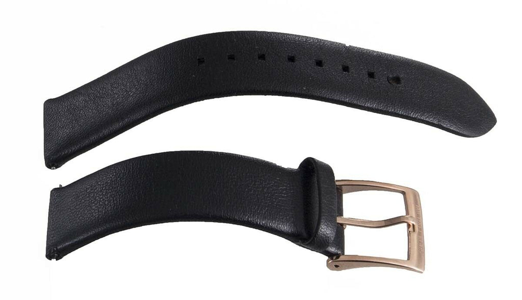 Michael Kors 16mm x 16mm Black Leather Gold Buckle Band