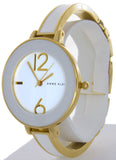Anne Klein Women's Bangle Gold-tone Bracelet White Enamel Watch AK/1580