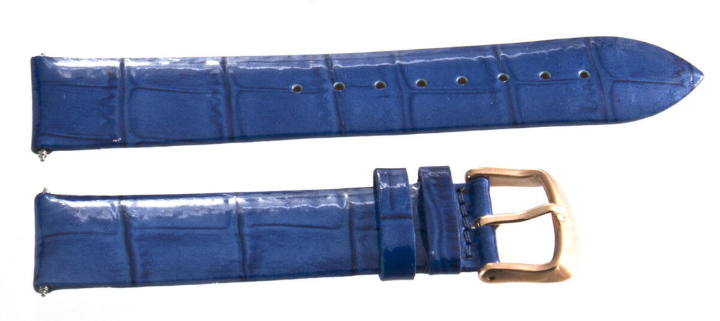 Davena Blue Patent Genuine Leather 20mm x 18mm Watch Band With Rose Gold Buckle