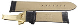 King Master 24mm Black Embossed Croc Leather Gold- tone Buckle Watch Band Strap