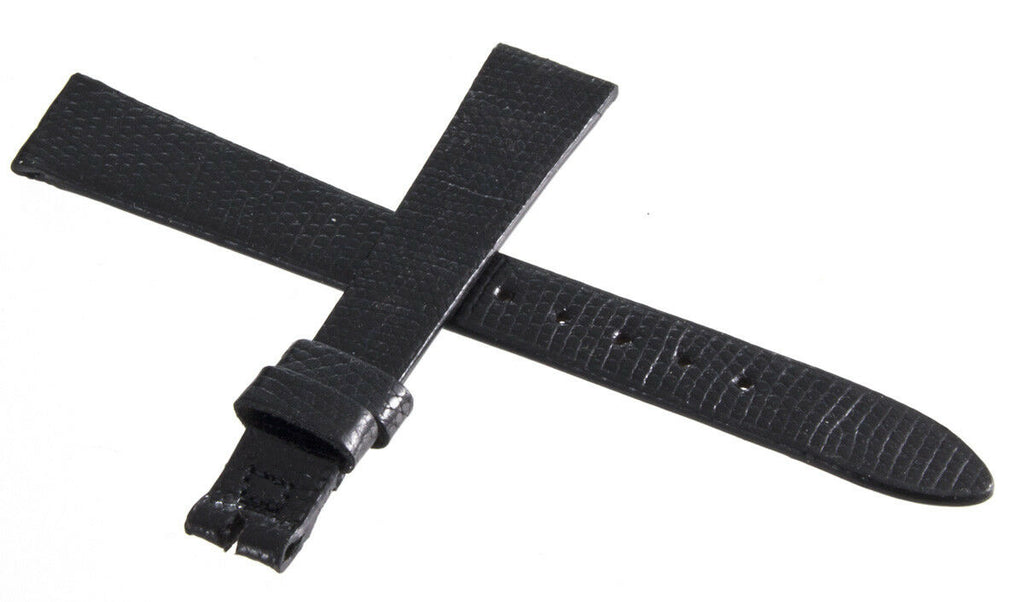 Movado 13mm x 10mm Black Genuine Tropic Lizard Leather Watch Band Strap