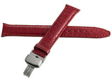 LOCMAN Women's 17mm x 14mm Red Leather Silver Buckle Watch Band Strap