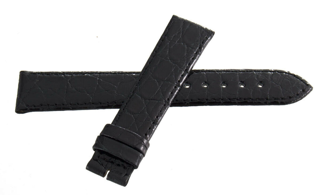 Genuine Longines 18mm x 16mm Black Glossy Leather Watch Band Strap L682104171