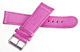 Invicta 24mm Pink Genuine Leather Watch Band Strap Silver Buckle