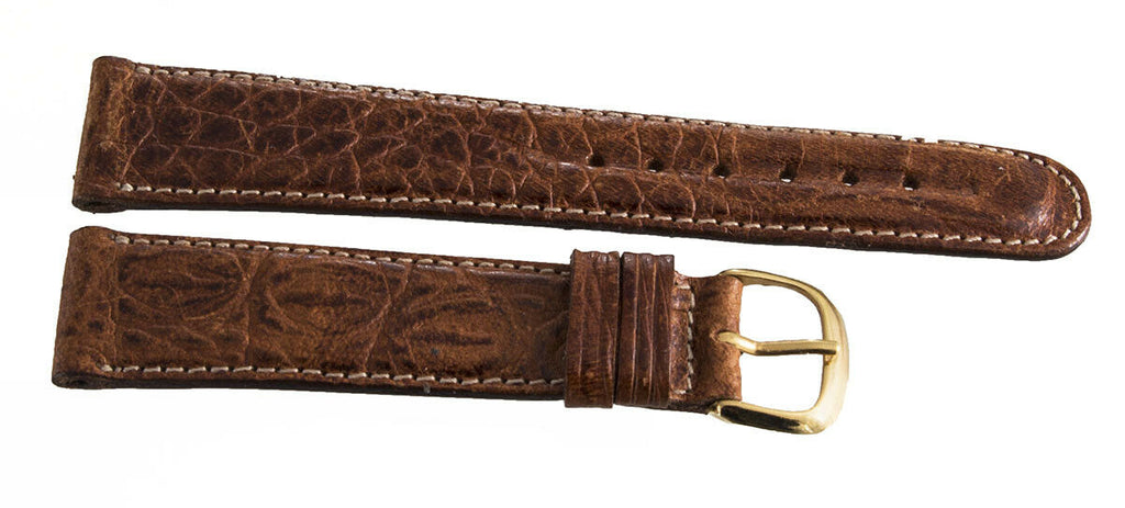 Marvin 20mm Brown  Leather Gold Buckle Watch Band Strap