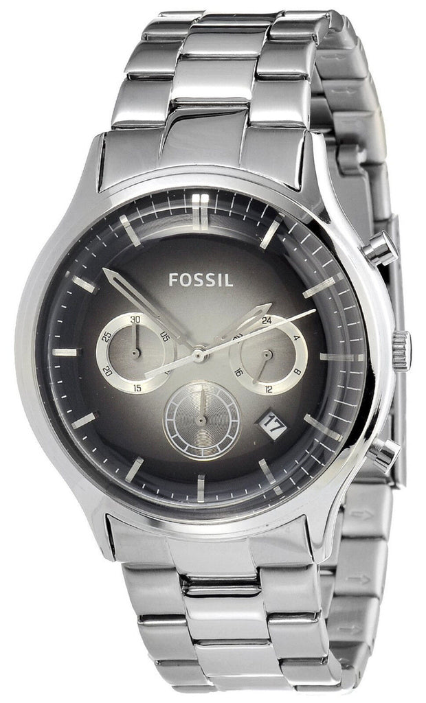 Fossil FS4673 Ansel Black Dial Stainless Steel Chronograph Men's Watch