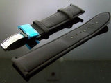 King Master 24mm Black Leather Silver Buckle Watch Band Strap