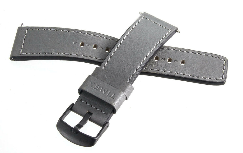 Timex The Waterbury Men's 21mm Grey Leather Black Buckle Watch Band Strap